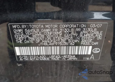 2007 Lexus Ls 460 z USA, uszkodzony, nr VIN JTHBL46F975035182